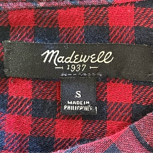 MADEWELL ~ Classic Blue & Red Flannel Dress ~Soft As A Well-Loved Flannel! Small - Picture 9 of 11
